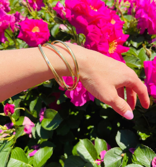 Vintage Cartier 1.08cts Diamond Set Gold Constellation Trinity Bangle Bracelet