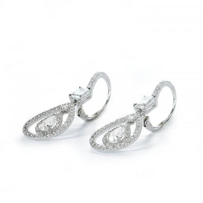 GIA Certified 5.1ct Diamond Pear Cluster Drop Earrings