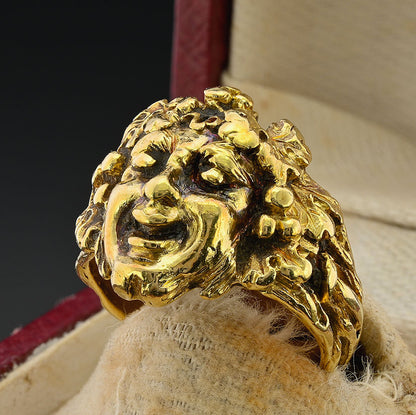 Rare Art Deco Buccellati Dionysis 18ct Yellow Gold Ring