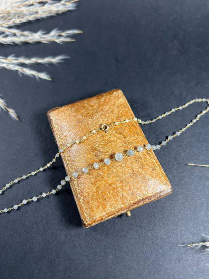 Vintage High Carat Gold Salt and Pepper Faceted Diamond Necklace, Circa 1990