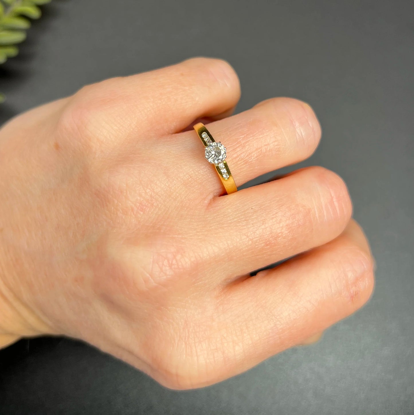 Vintage 18 ct White And Yellow Gold Solitaire Diamond Engagement Ring