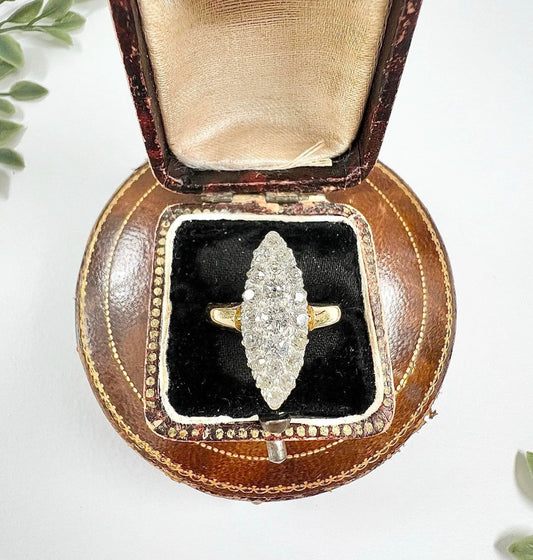 Victorian 18 Carat Yellow Gold Diamond Marquise/Navette Ring, Circa 1880