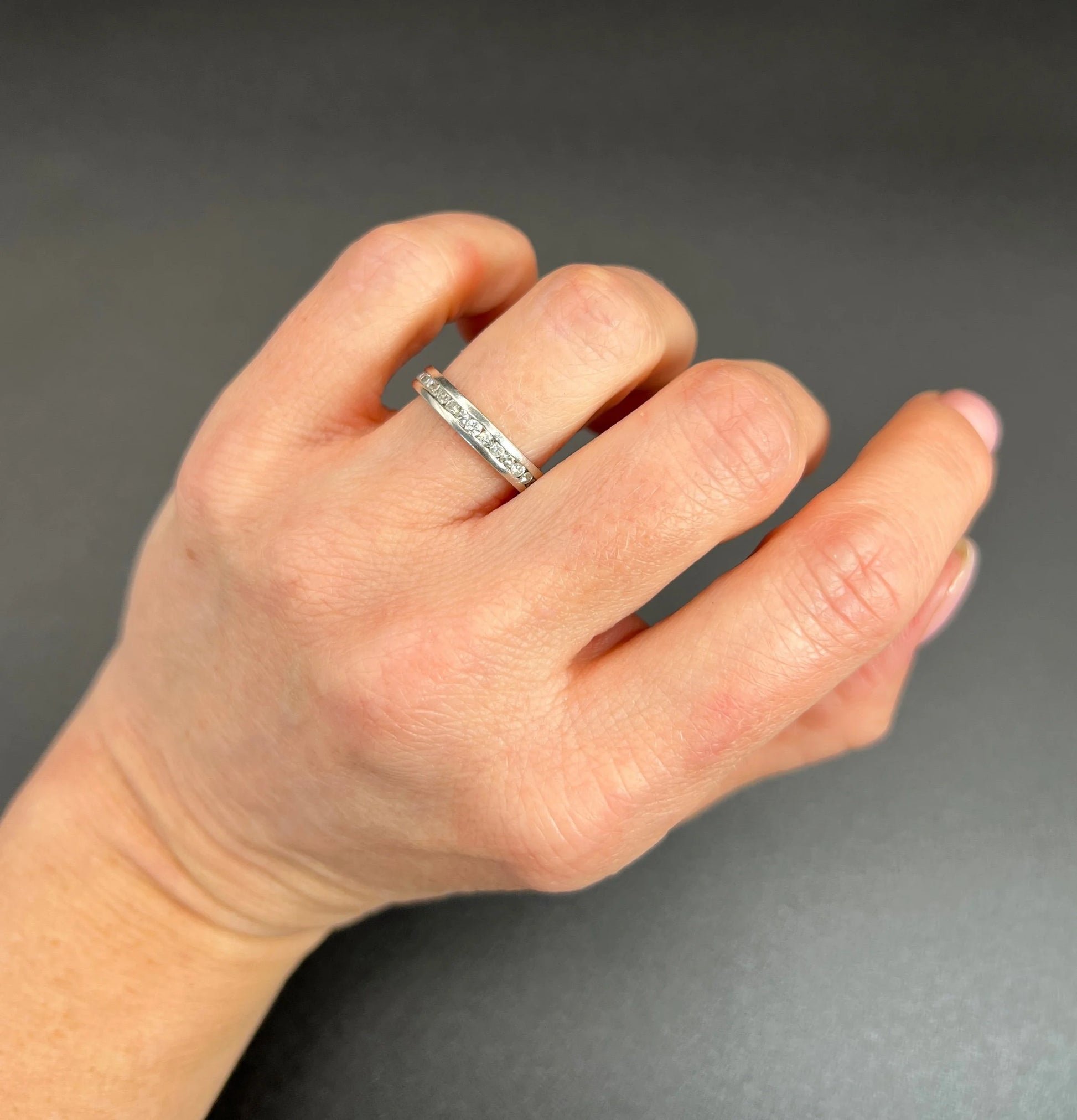 Vintage Platinum Brilliant Cut Diamond Full Eternity Ring, Circa 1980