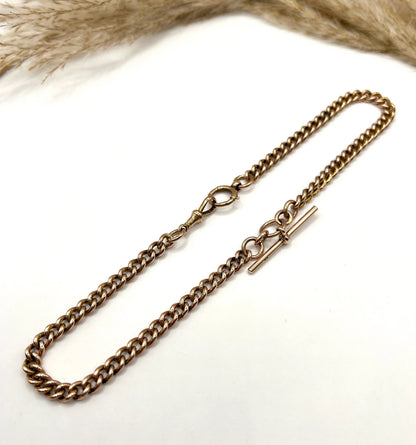 Victorian 9 Carat Rose Gold Albert Chain Necklace, Circa 1880