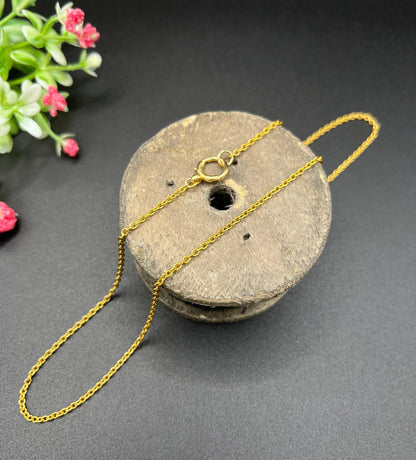 Victorian 15 Carat Yellow Gold 20 Inch Thick Trace Link Chain Necklace, Circa 1890