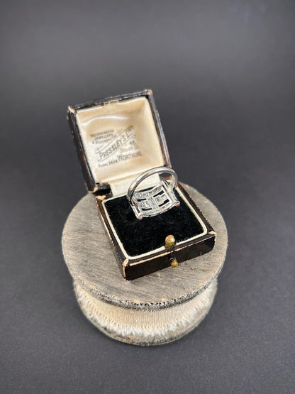 Vintage Diamond And Ruby Buckle Style Cocktail Ring In Platinum