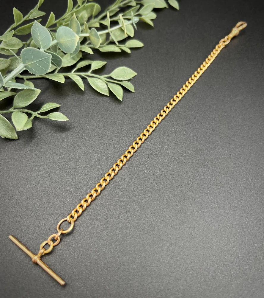 Victorian 15 Carat Rose Gold Curb Link Albert Bracelet