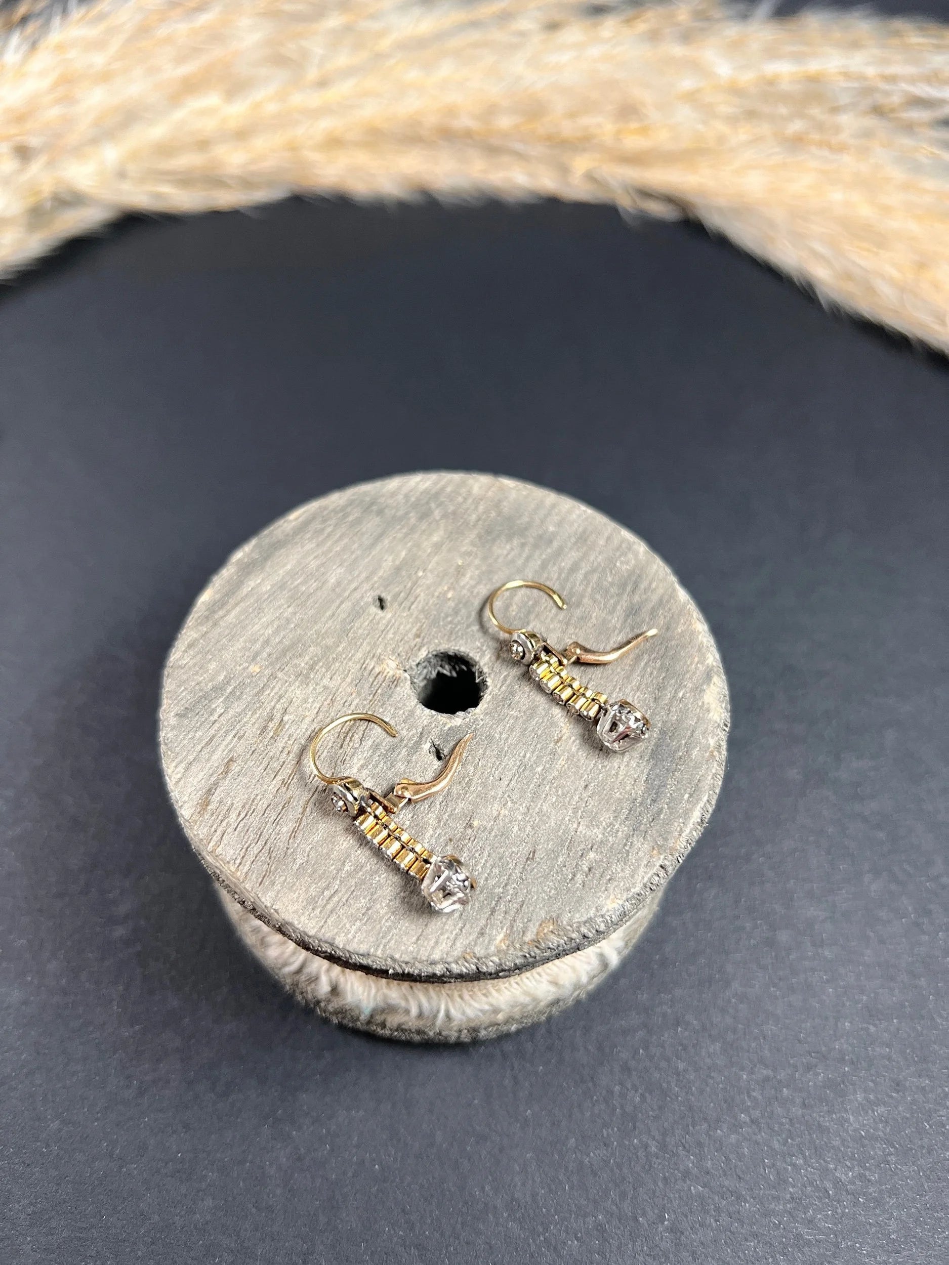 Antique 18 ct Gold And Platinum Edwardian Diamond Dormeuse Drop Earrings