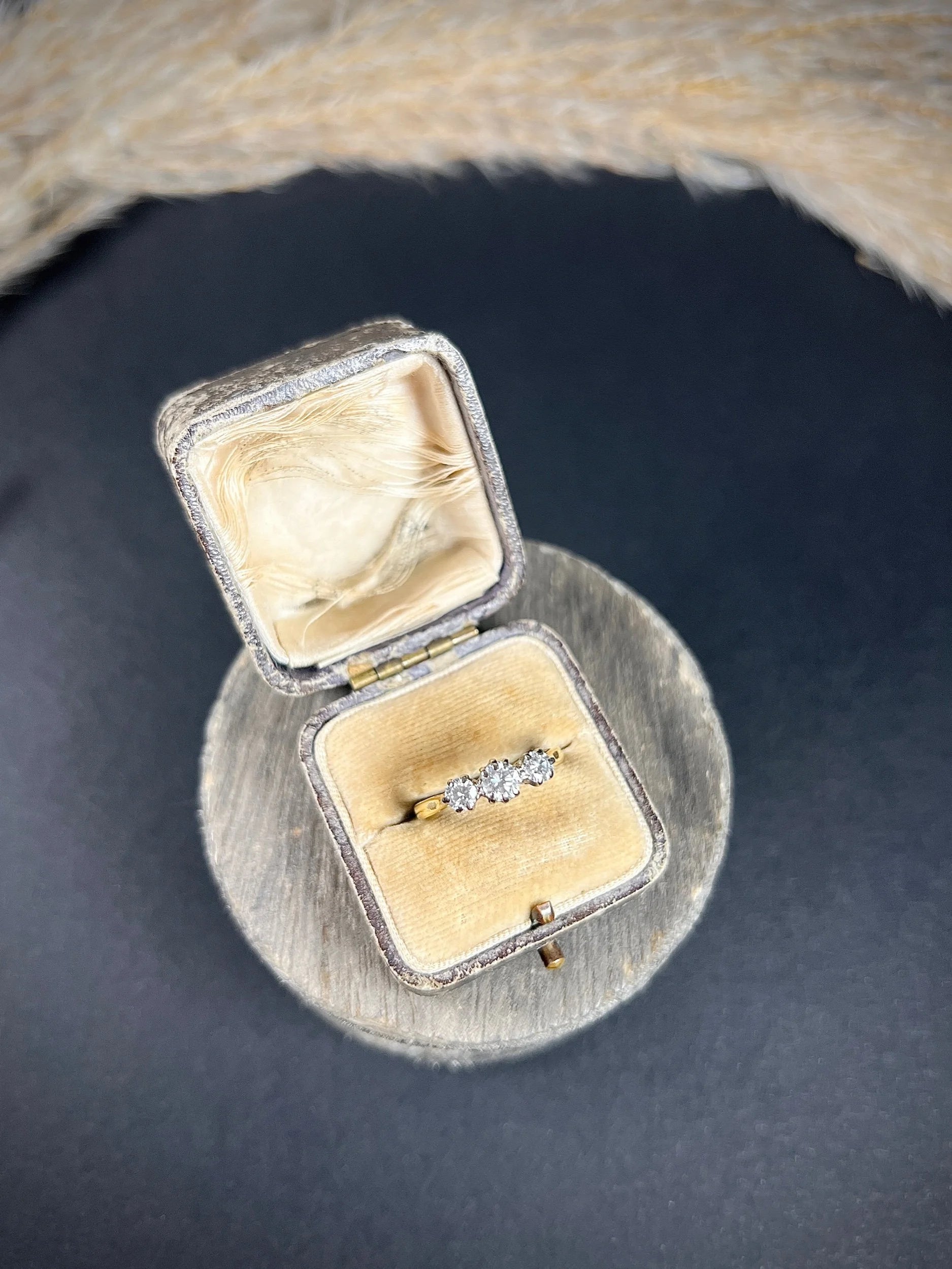 Preloved 18 ct Yellow Gold, 3 Stone Diamond Engagement Ring