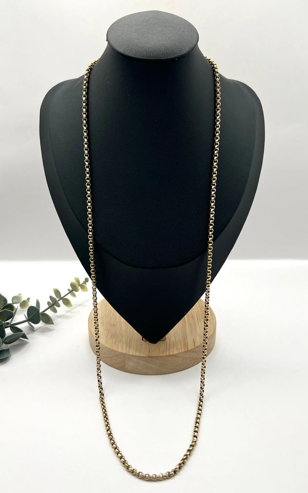 Antique 9 ct Yellow Gold Belcher Chain - Edwardian Faceted Link Necklace