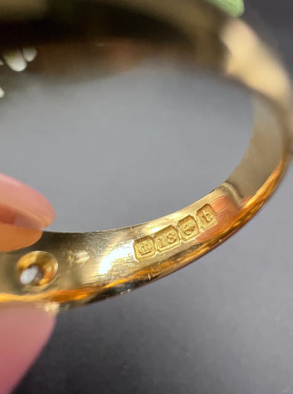 Antique 18 ct Gold, 3 Stone Diamond Gypsy Band Ring