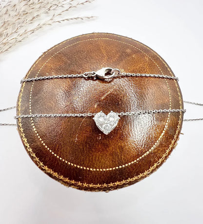 Diamond Heart Pendant Necklace in 18 Carat White Gold
