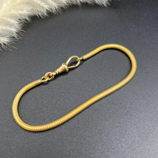 Antique French 18ct Yellow Gold Snake Rope Link Bracelet with Swivel Clasp