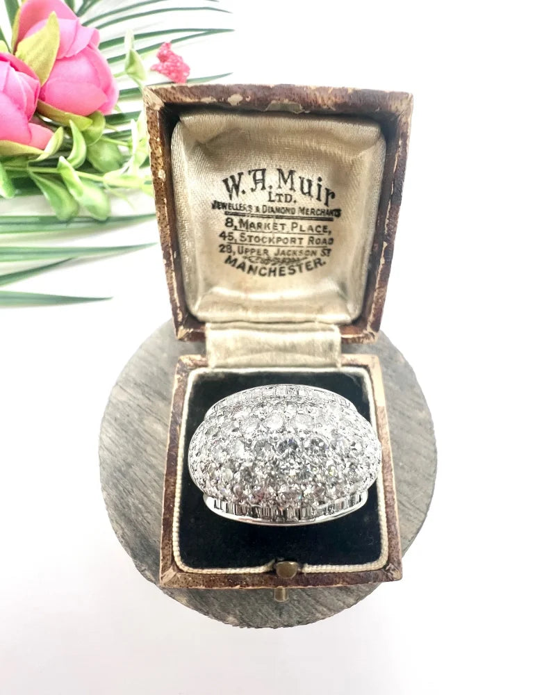 Vintage 6.5ct Diamond Dome Bombe Cocktail Ring