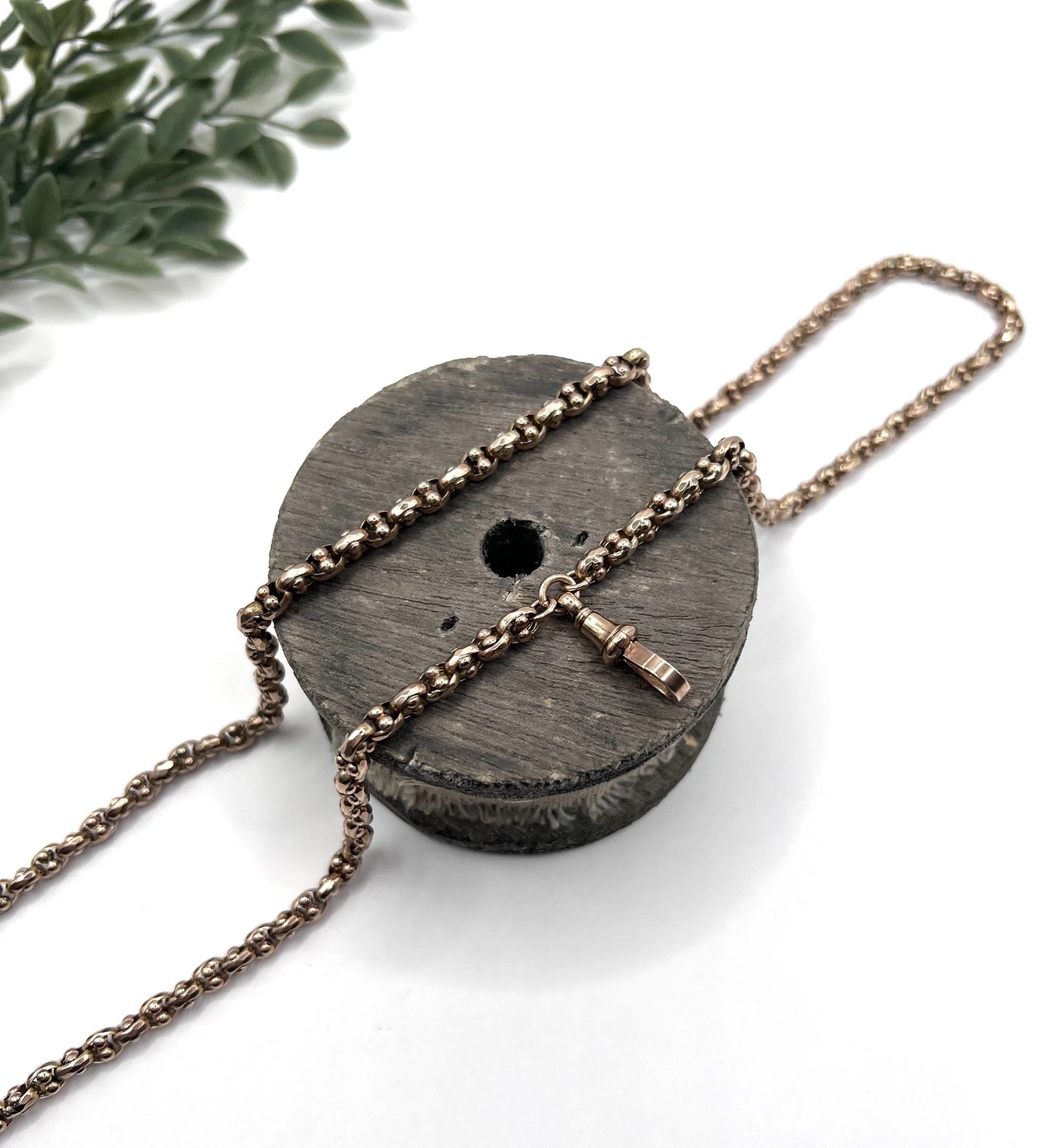 Victorian 9 Carat Rose Gold Long Fancy Link Chain, Circa 1880