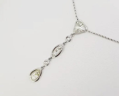 Triple Diamond Drop Pendant, 2.67 carat total, 18ct white gold.