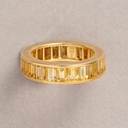 Hemmerle Baguette Cut Yellow Sapphire Full Eternity Band Ring in 18ct Yellow Gold, 6.67 carat total