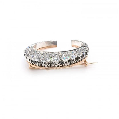 Victorian Antique 7ct Old Cut Diamond Crescent Brooch