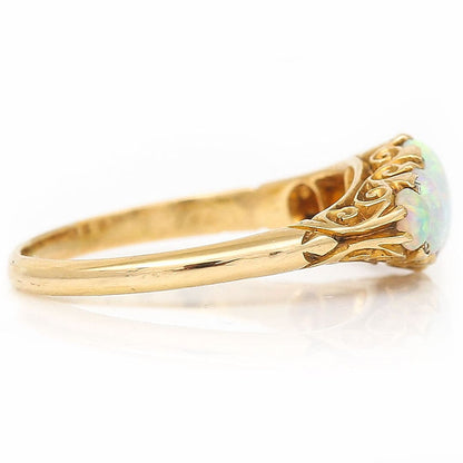 Antique Edwardian Opal Five Stone Ring with Diamonds