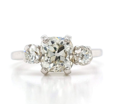 vintage old cushions cut diamond engagement ring