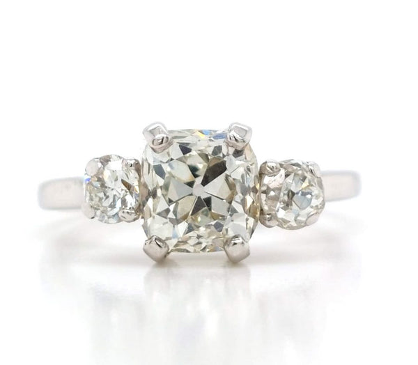 vintage old cushions cut diamond engagement ring