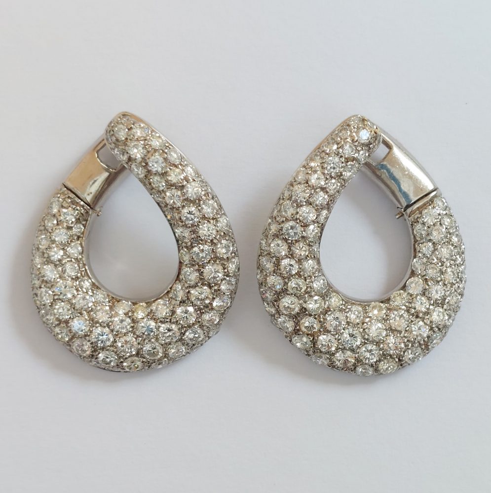 Vintage 1960's Diamond Hoop Earrings, 6 carats