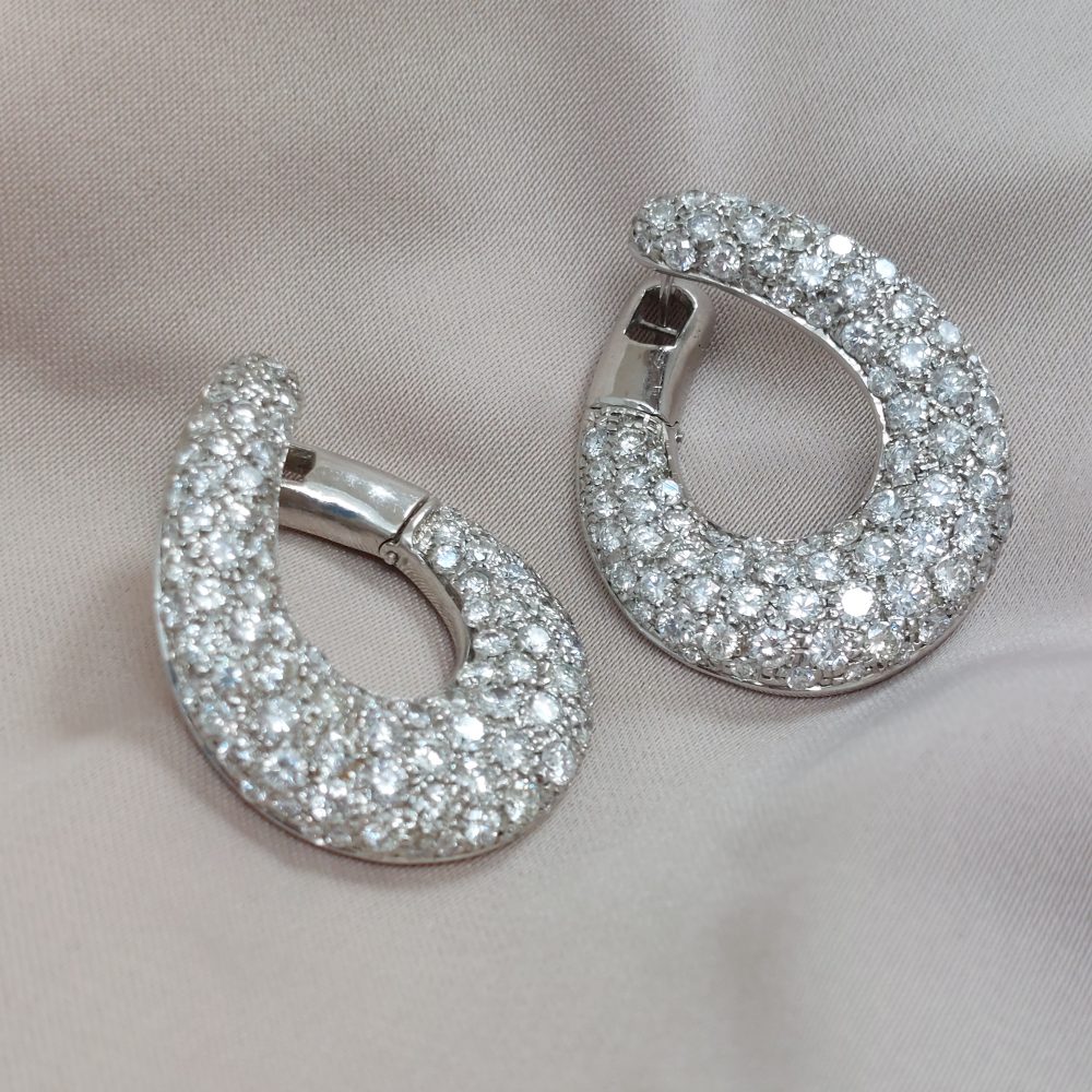 Vintage 1960's Diamond Hoop Earrings, 6 carats