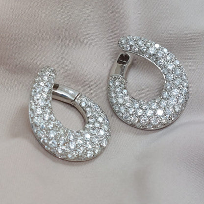 Vintage 1960's Diamond Hoop Earrings, 6 carats