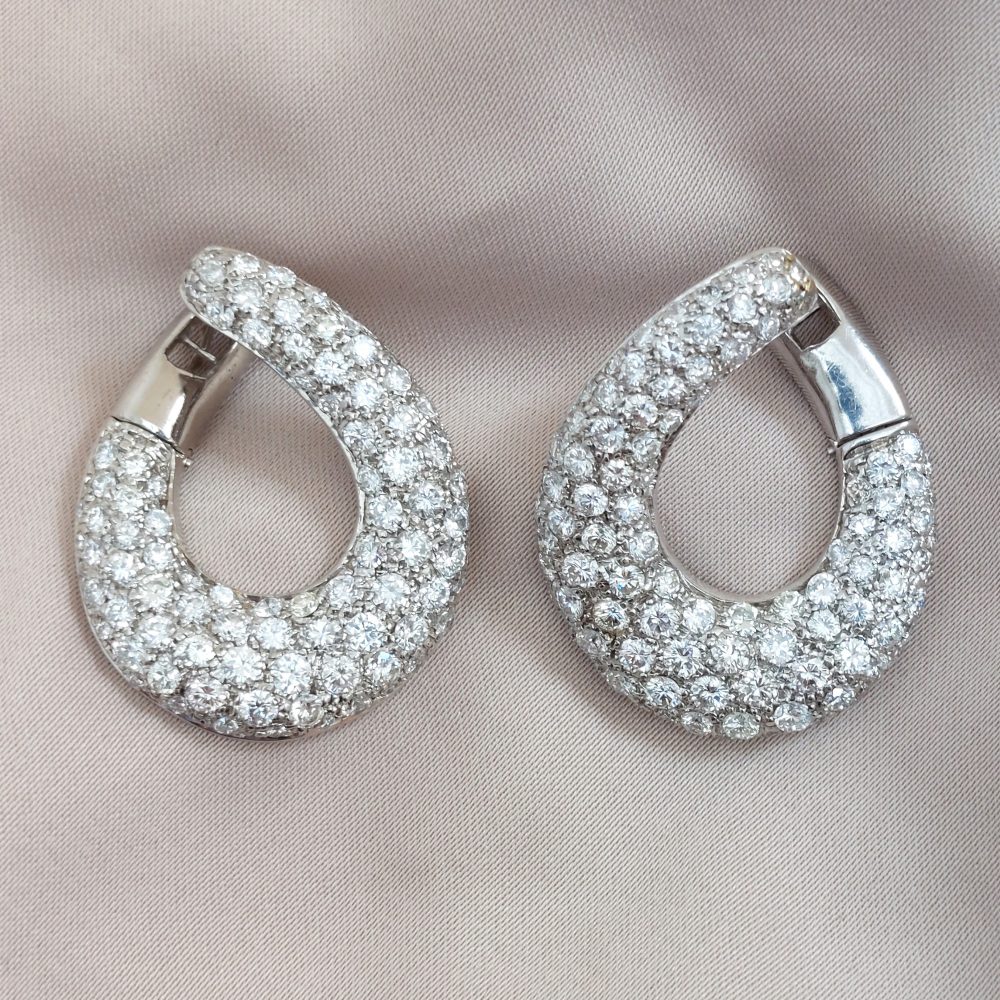 Vintage 1960's Diamond Hoop Earrings, 6 carats