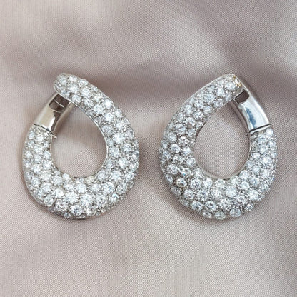 Vintage 1960's Diamond Hoop Earrings, 6 carats