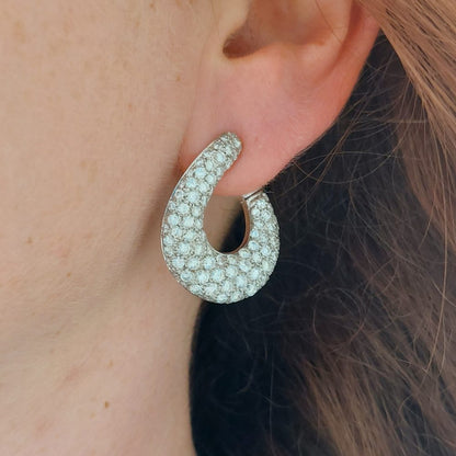 Vintage 1960's Diamond Hoop Earrings, 6 carats