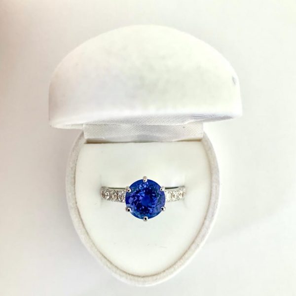 Fine 3.07ct Tanzanite and Diamond Engagement Ring, 18ct White Gold