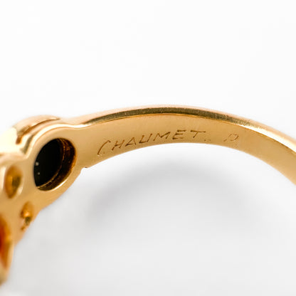 Vintage Chaumet Coral Onyx and Diamond Ring in 18ct Gold