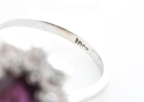 Vintage 1.5ct Thai Ruby and Diamond Cluster Ring, in 18ct white gold. Circa 1970's.