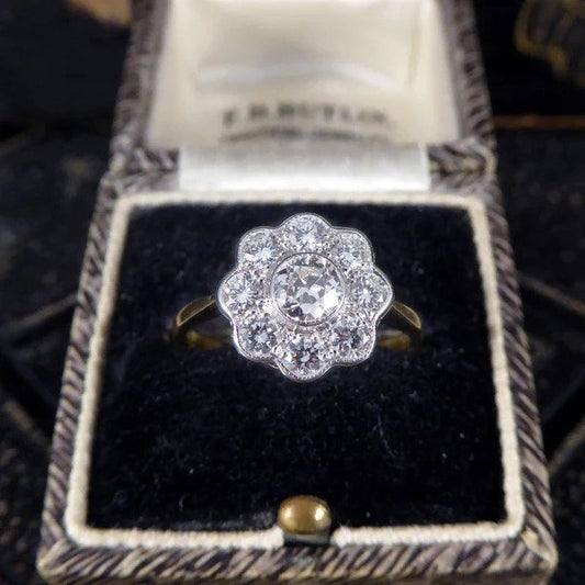 Vintage Daisy Diamond Bezel Set Cluster Ring, 0.91 carats