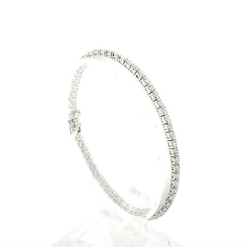 Diamond Line Bracelet in 18ct White Gold, 5.20 carats