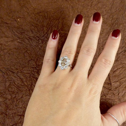 Marquise Cognac Diamond Cluster Ring, 2.97 carat total, 18ct White Gold