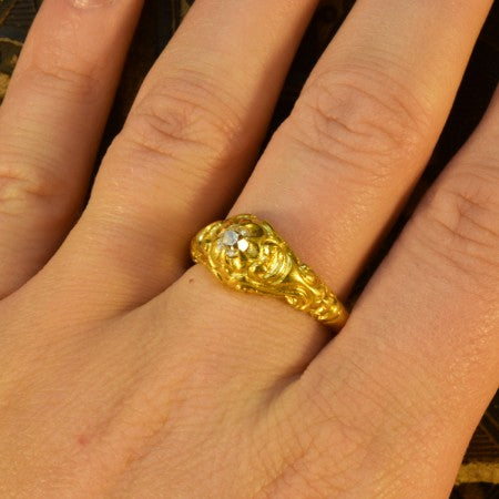 Antique Victorian Old Cut Diamond Gypsy Ring, 0.40ct, 18ct Yellow Gold