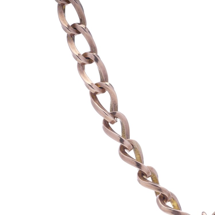 Victorian Antique 9ct Gold Albert Chain Necklace with T-bar and double swivel clasps. Circa 1890s