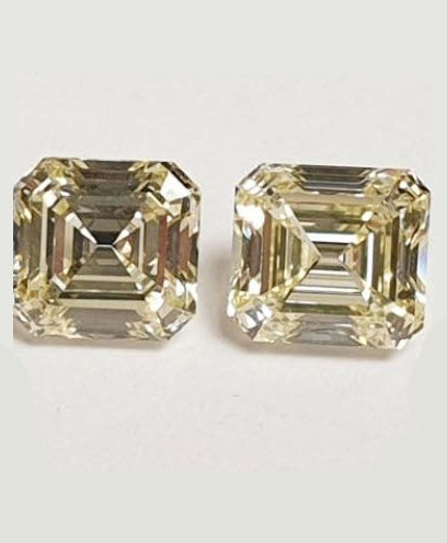 Pair of 3.24ct Asscher Cut Yellow Diamond Stud Earrings in 18ct yellow gold