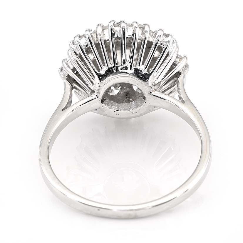 Vintage 2.95ct Diamond Cluster Engagement Ring, Circa 1950s