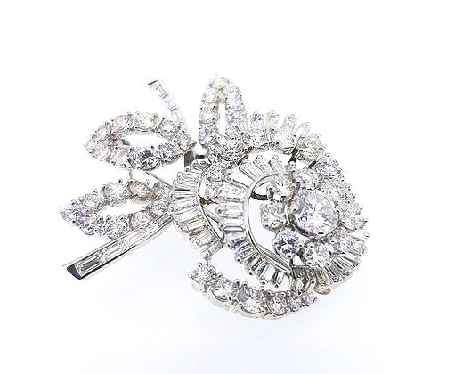 Vintage Diamond Floral Brooch, 7.00 carats, Circa 1960