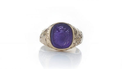 Antique 19th Century Gents 18ct Gold Ring with Amethyst Seal