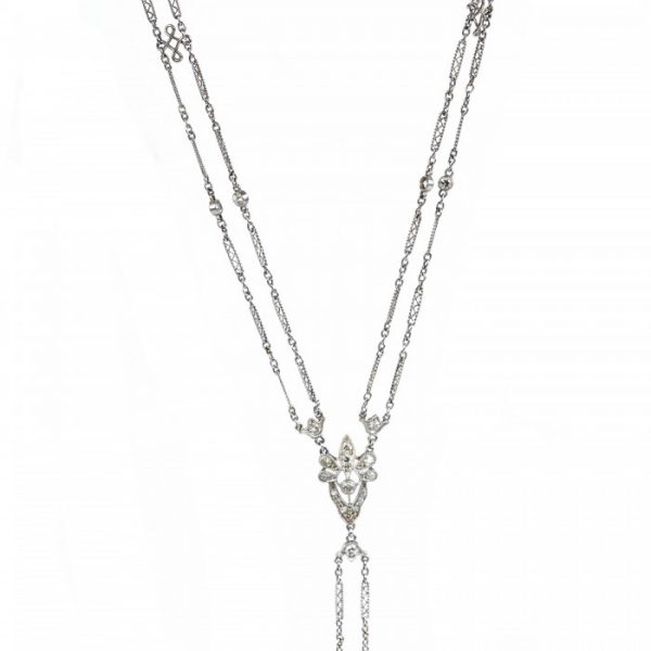 Antique Belle Epoque Diamond and Platinum Lorgnettes Pendant Necklace