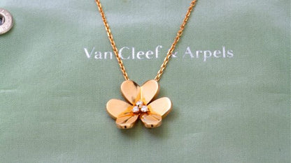 Van Cleef and Arpels Diamond and 18ct Yellow Gold Flower Necklace