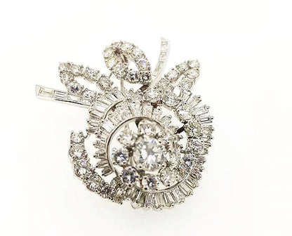 Vintage Diamond Floral Brooch, 7.00 carats, Circa 1960