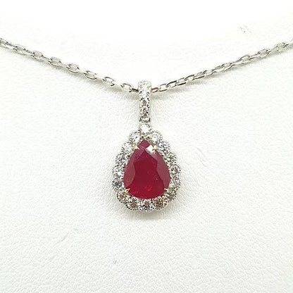 2ct Ruby and Diamond Pear Shaped Cluster Pendant
