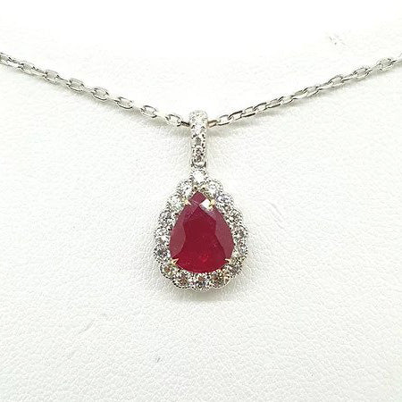 2ct Ruby and Diamond Pear Shaped Cluster Pendant