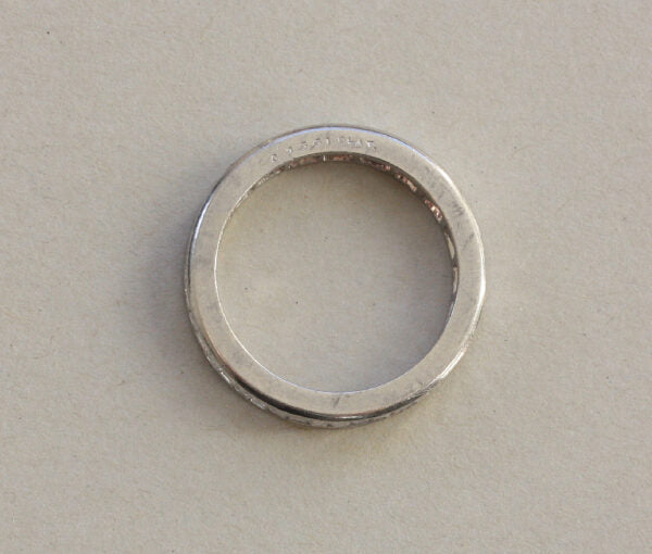 Vintage 3.08 carat Baguette Cut Diamond and Platinum Full Eternity Band Ring; set with baguette-cut diamonds, vertically set, Circa 1950, Numbered: CJ 551.