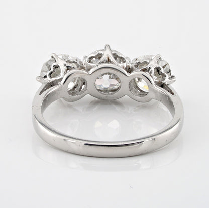 2.90ct Old Mine Cut Diamond Trilogy Engagement Ring